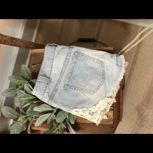 Lace jean shorts